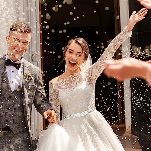 Handcrafted Bridal Rhinestone Wedding Waist Belt for Women, Bling Crystal Belts Glitter Ribbon Belt for Jeans Dress 6