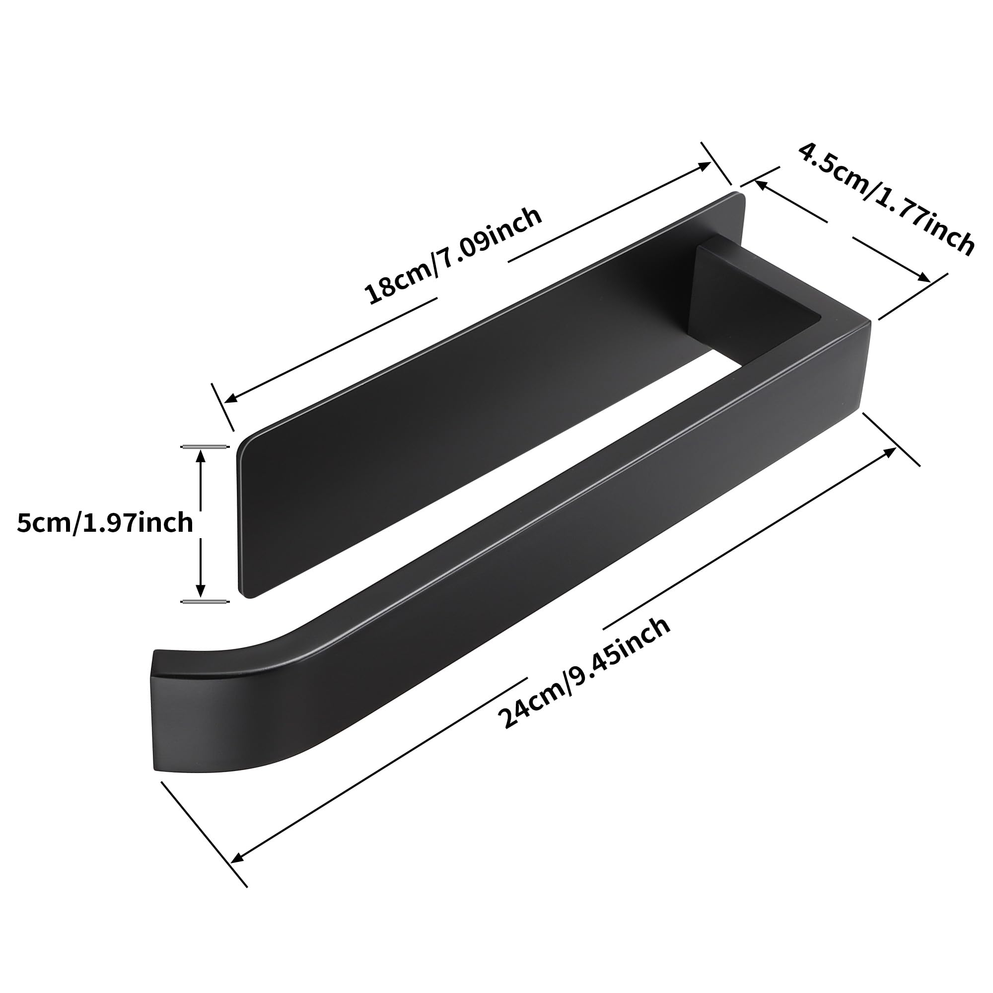 ALOCEO Toalleros de Baño sin Taladro Acero Inoxidable Toallero Adhesivo Negro 24cm — view 7