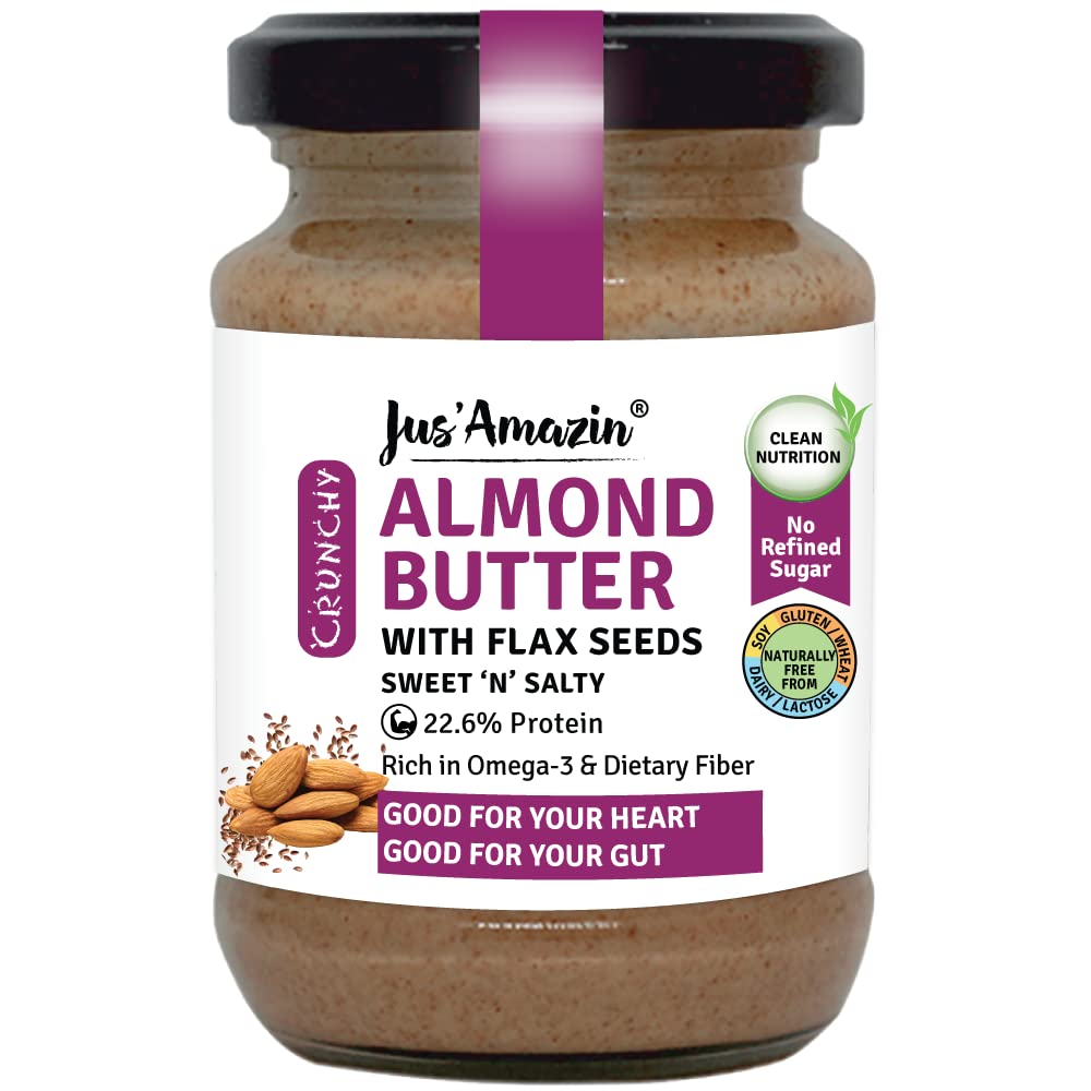 See full amazon price history chart for Jus Amazin Crunchy Almond Butter with Flaxseeds (125g) | 86% Almonds | 22% Protein, Rich in Omega-3 | 0% Chemicals (No Emulsifiers, INS or E ingredients) | 100% Natural, Plant Based, Vegan | Clean Nutrition Jus Amazin Crunchy Almond Butter with Flaxseeds (125g) | 86% Almonds | 22% Protein, Rich in Omega-3 | 0% Chemicals (No Emulsifiers, INS or E ingredients) | 100% Natural, Plant Based, Vegan | Clean Nutrition (B07DX1GPB8) Amazon Price History, Amazon Price Tracker
