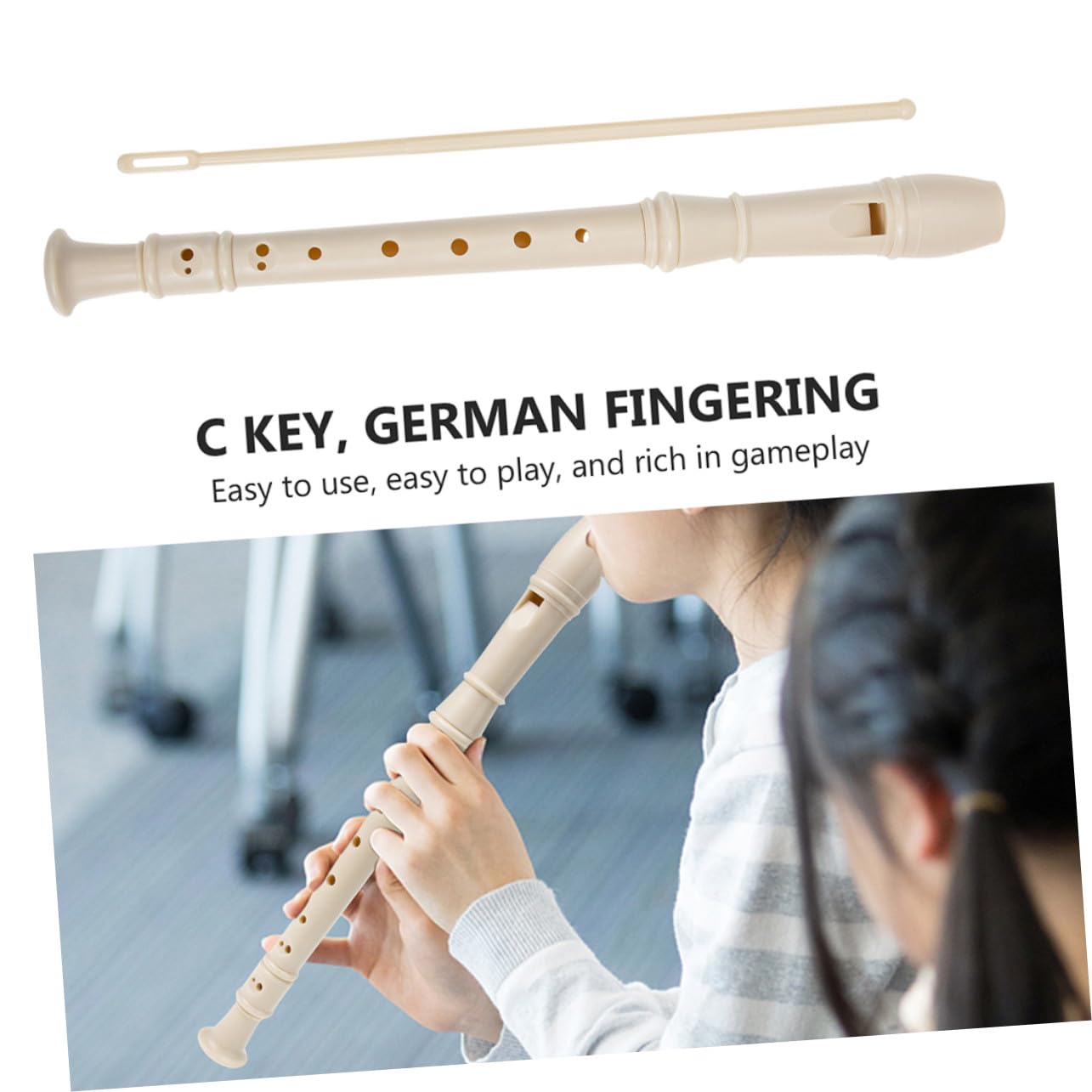Clarinete de 8 Agujeros de Resina Beige, 1 Juego para Estudiantes | Decoracion Colegio, Ligero y Fácil de Llevar, Juguetes Baratos Niño Niña, Instrumentos Musicales Niño Niña