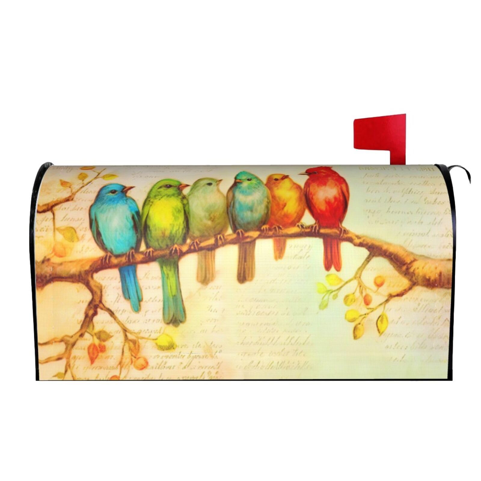 Vintage Birds Flowers 01 Mailbox Covers Magnetic Wraps Post Letter Box Cover Garden Home Decor
