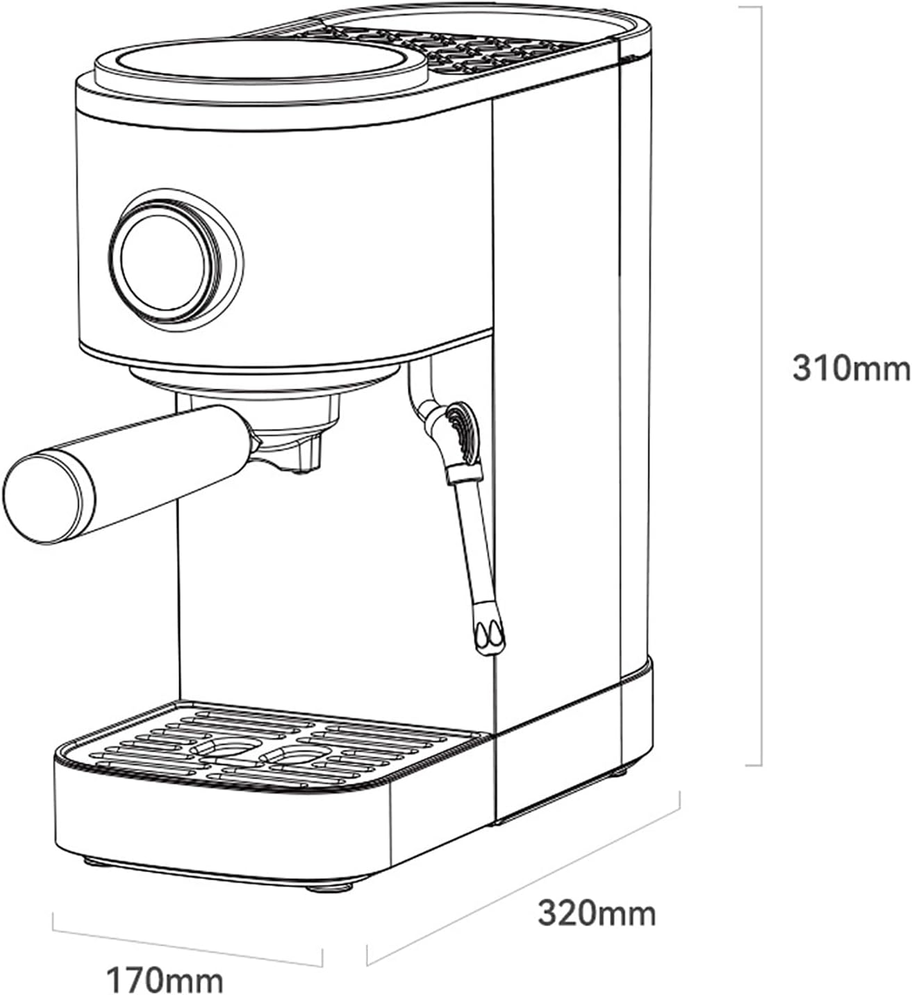 Coffee and Espresso Machine with Dual Boiler and Steam Wand 58mm Portafilter Built-in Coffee Grinder Compact Design for Home Use