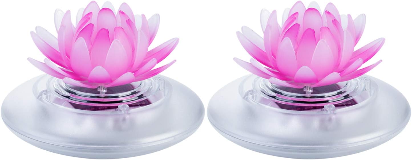 pearlstar Solar Floating Pool Lights Outdoor Lotus Pond Decoration Lighting Waterproof Color Changing LED Garden Lotus Lamp for Swimming Pool, Lily Pond, Yard (Lotus-2pack)
