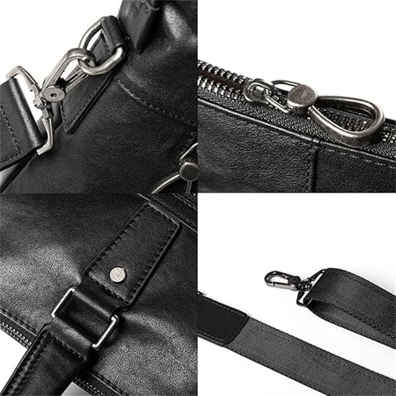 Vegetable Tanned Leather Waterproof Handbag Compartment Shoulder Bag Briefcase for Men