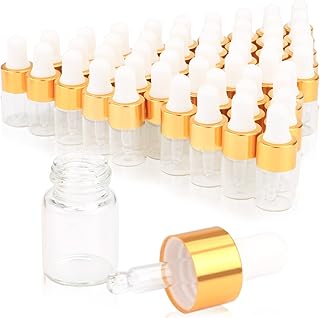 Pinklife 50 Pakcs Essential Oil Dropper Bottles 2ml Small Clear Glass Dropper Bottles Perfume Cosmetic Sample Vials Glass Eye Dropper Bottles,free 3ml dropper