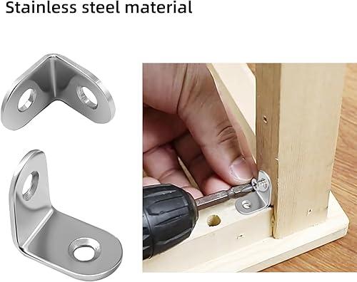 Miniatura 5 de 20 soportes de esquina con soporte en L, soportes de ángulo recto de acero inoxidable para estantes, soporte de metal pequeño para muebles de