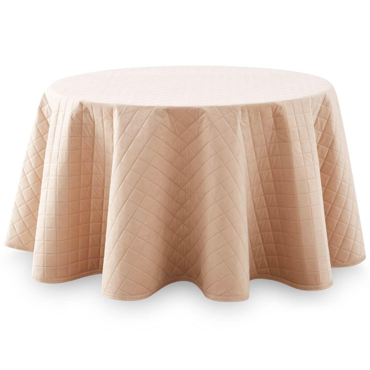 Lanovenanube Falda Camilla Velvet Acolchada, Enaguilla de Invierno Redonda, Medida 90 cm, Color Beig. Faldilla para Mesa Que Mantiene el Calor, de Tejido Aterciopelado y Tacto Extra Suave