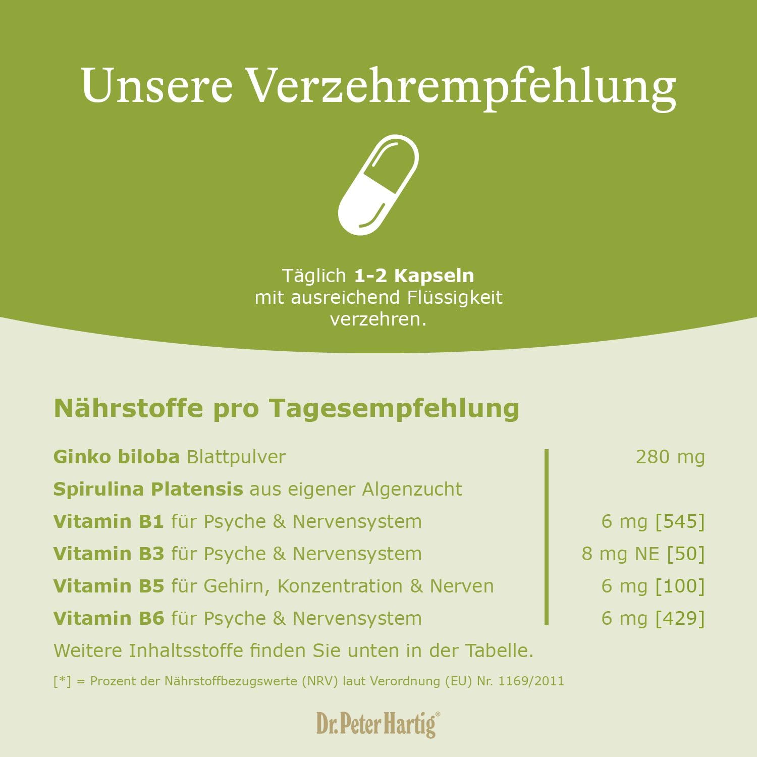 Dr. Peter Hartig Memory G 400 120 Kapseln 4-Monats-Vorrat Gedächtnis Geistige Leistungsfähigkeit Laborgeprüft Lactose-, Gluten-, Hefefrei