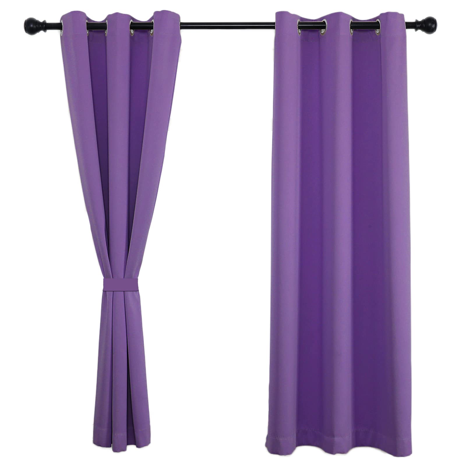 Sichtschutz Rideau Ignifuge Isolant 241x132cm(H x B), Rideaux Velours Opaques Pas de Décoloration pour Chambre Salon 1pièce-Violet
