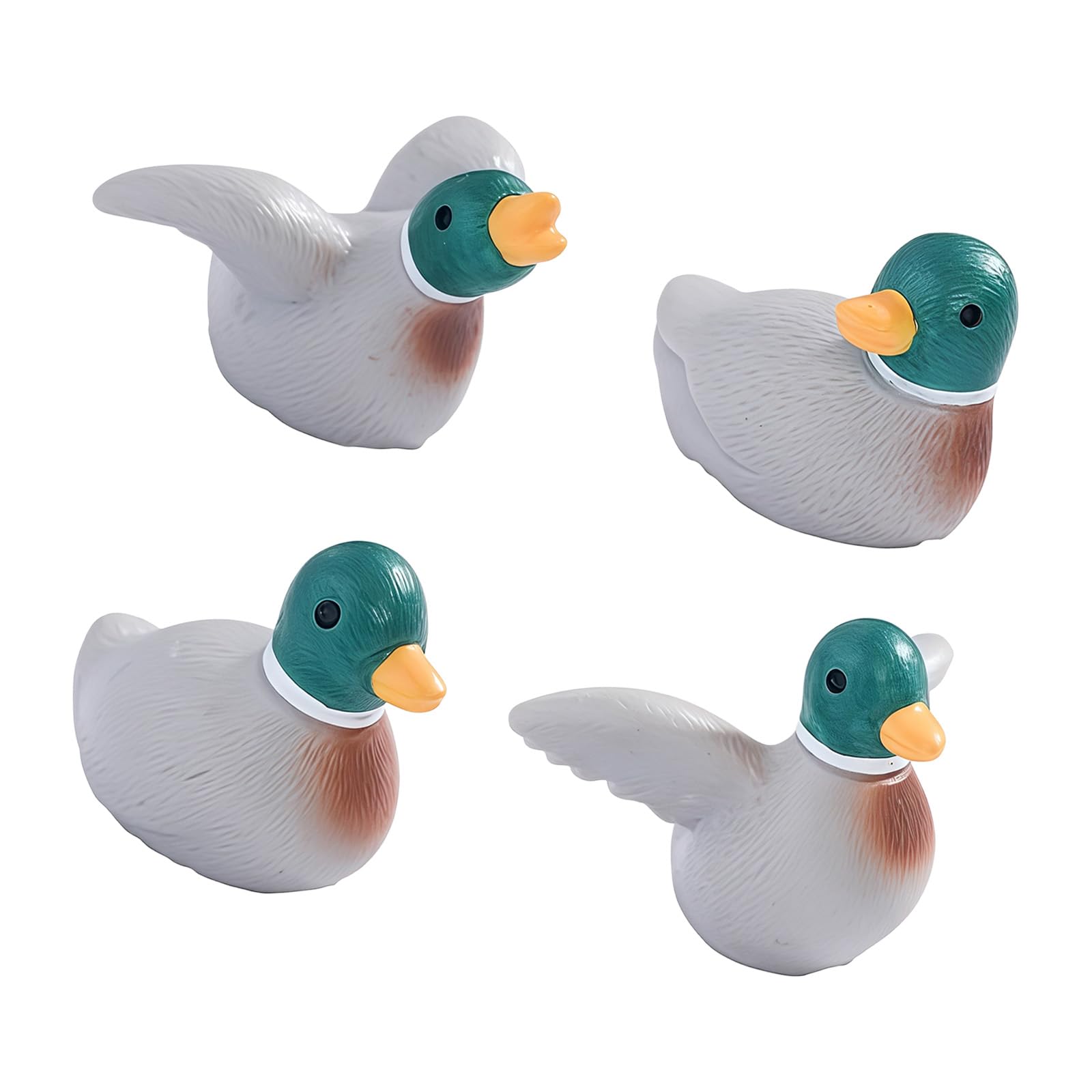 Hzbb Green Of 4 Adorable Cartoon Head Ducks Resin Figurines Small Ornament Perfect For Desktop And Garden Decorating Cartoon Ducks Desktop Deck