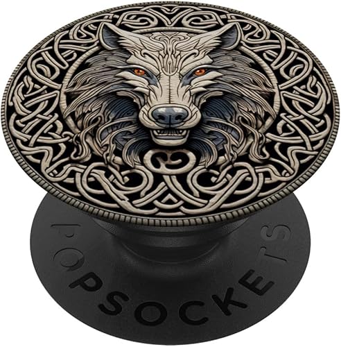 Símbolo vikingo Fenrir - Monstruoso lobo nórdico mitología PopSockets PopGrip estándar
