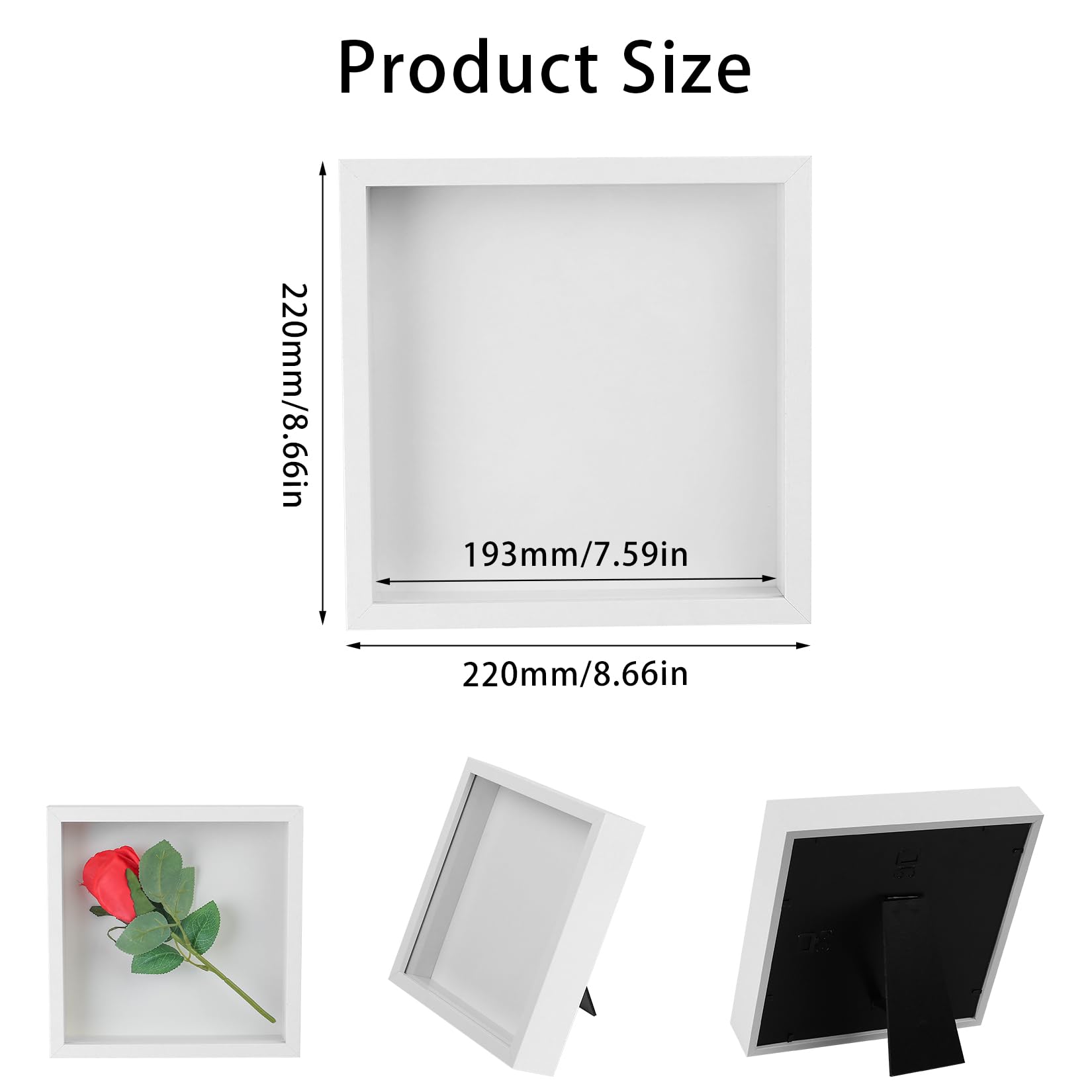 Leylve Cadre Photo 3D à Remplir, 20 X 29 Cm, Format A4, Profond, à Remplir Pour Photos, Bouquets, Dessins, Souvenirs, œuvres D'art DIY, Médailles, Blanc