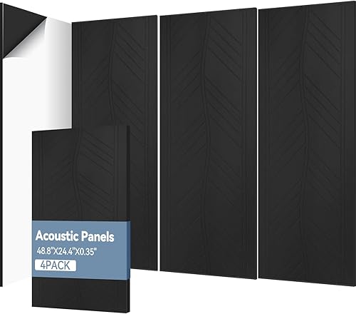 Miniatura 12 de Paquete de 10 Paneles Acústicos, 48.8" x 24.4" x 0.38" Paneles de Pared Insonorizados, Panel de Fieltro Autoadhesivo Absorbente de Sonido Negro