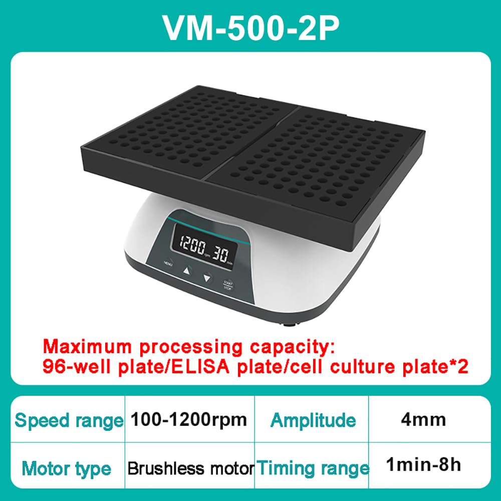 Oscilador de microplaca, agitador de placas de laboratorio, velocidad ajustable 100-1200 rpm, amplitud de giro horizontal de 4 mm, compatible con placas ELISA de 96 pocillos