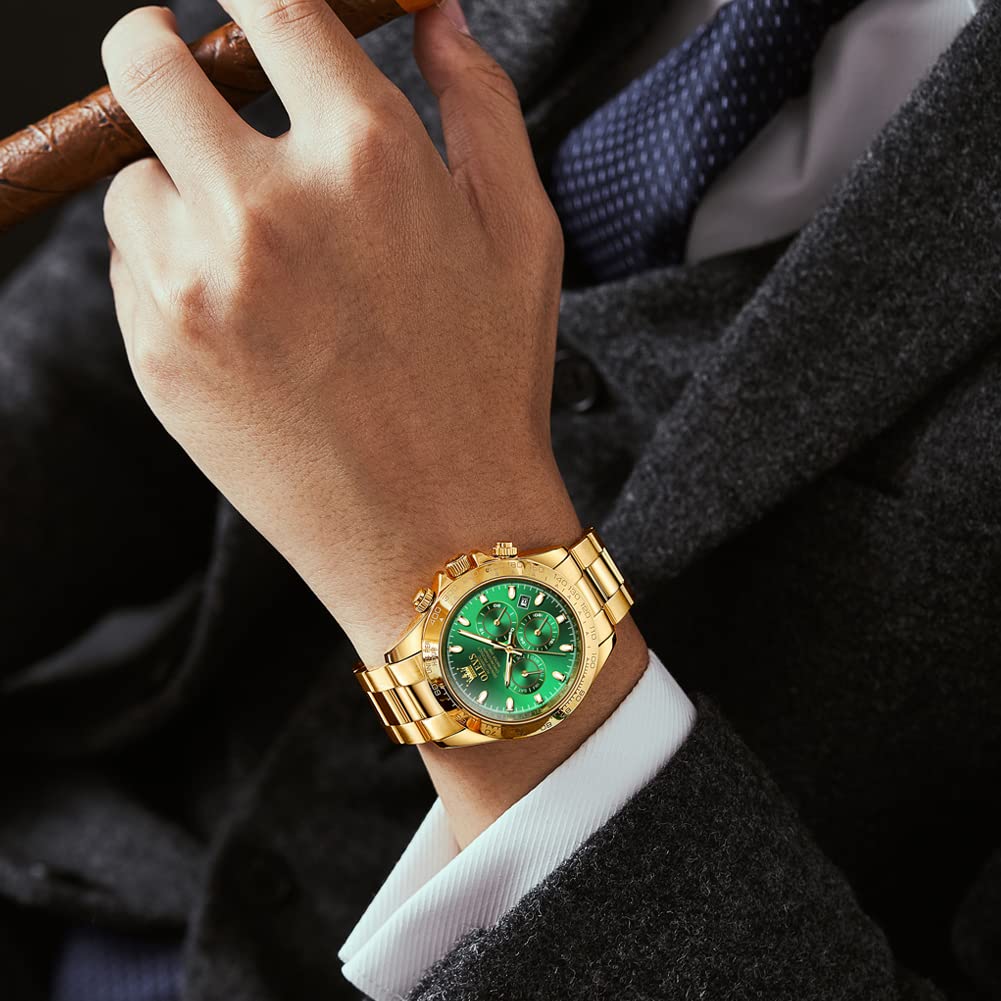 OLEVS Herrenuhren Schwarz Edelstahlarmband Quarz Uhr Männer mit Diamant Datum Wasserdicht Leuchtende Klassische Elegantes Armbanduhr Geschenk