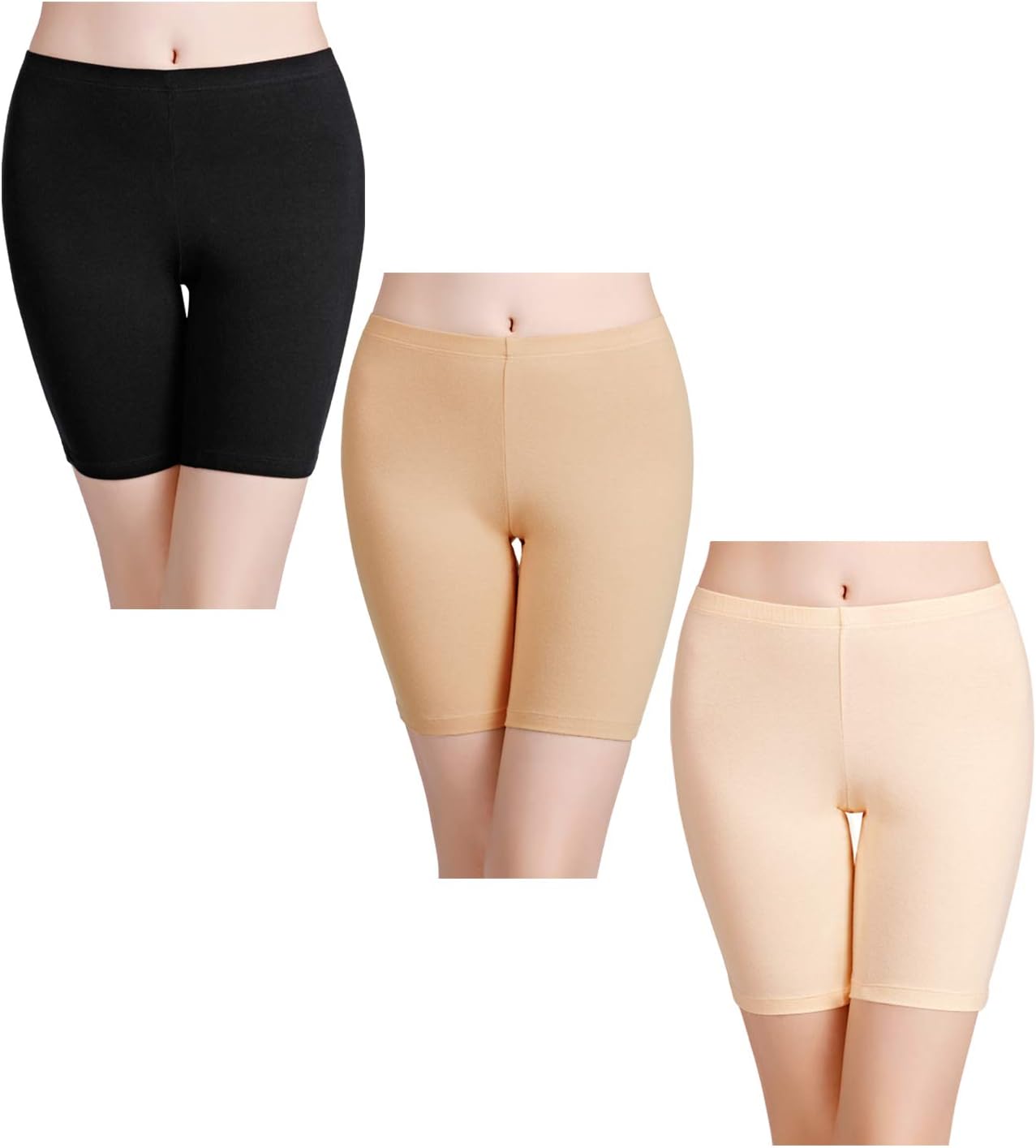 wirarpa Women's Chafeproof Cotton Underwear Boyshort Long Leg Boyshort 3 Pack