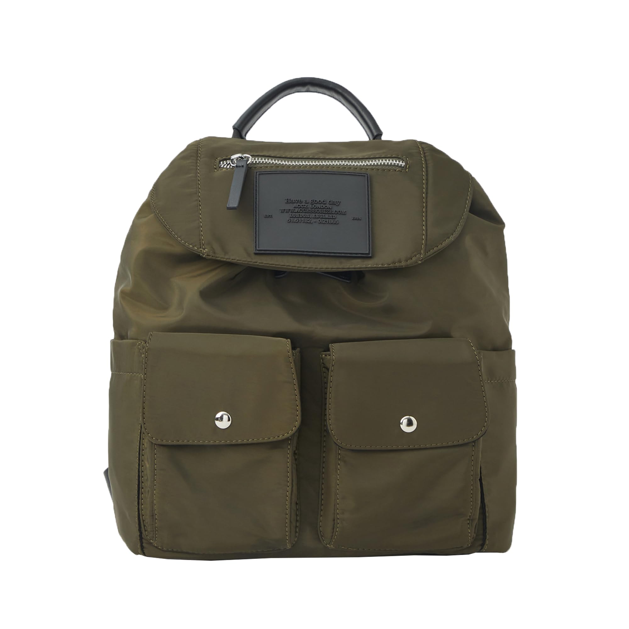accessorize London Women's Green Nylon Multi Pocket Backpack | Stylish College & Travel Rucksack for Ladies | Trendy Utility Bag with Drawstring Closure and Front Pockets-picture-35