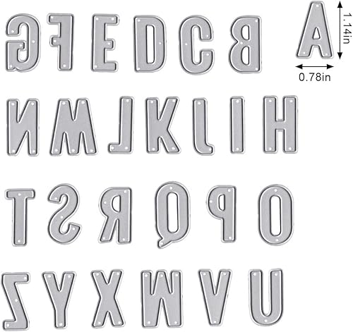 Miniatura 2 de 26 letras del alfabeto troqueladas para hacer tarjetas, letras mayúsculas, palabras, troqueles de corte, plantillas, plantillas en relieve para