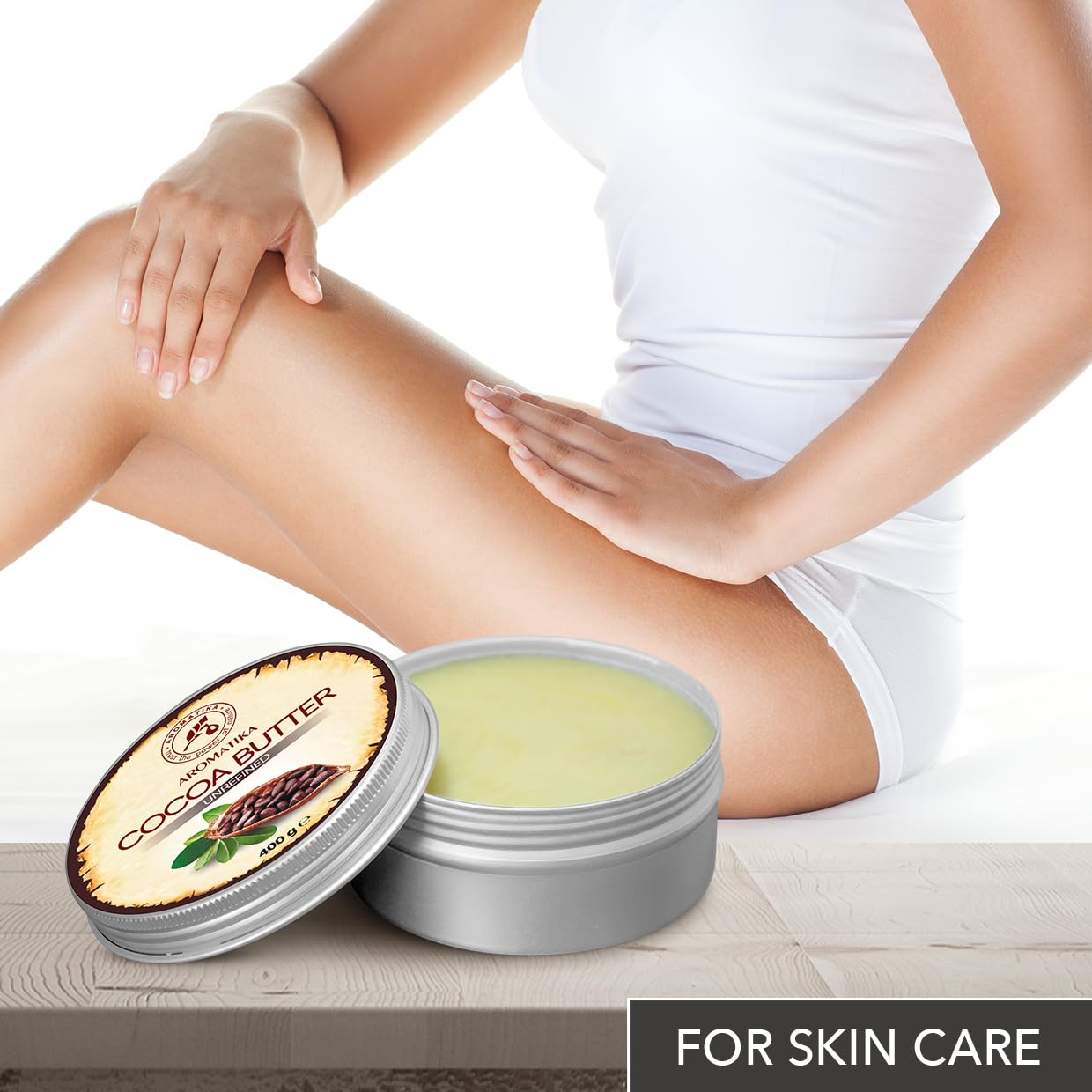Beurre de Cacao 400g - Non Raffiné - Pur & Naturel - Beurre de Cacao pour Soins de Beauté - Hydratant pour Cheveux - Peau - Lèvres - Visage - Corps - Massage - Bon pour la Beauté