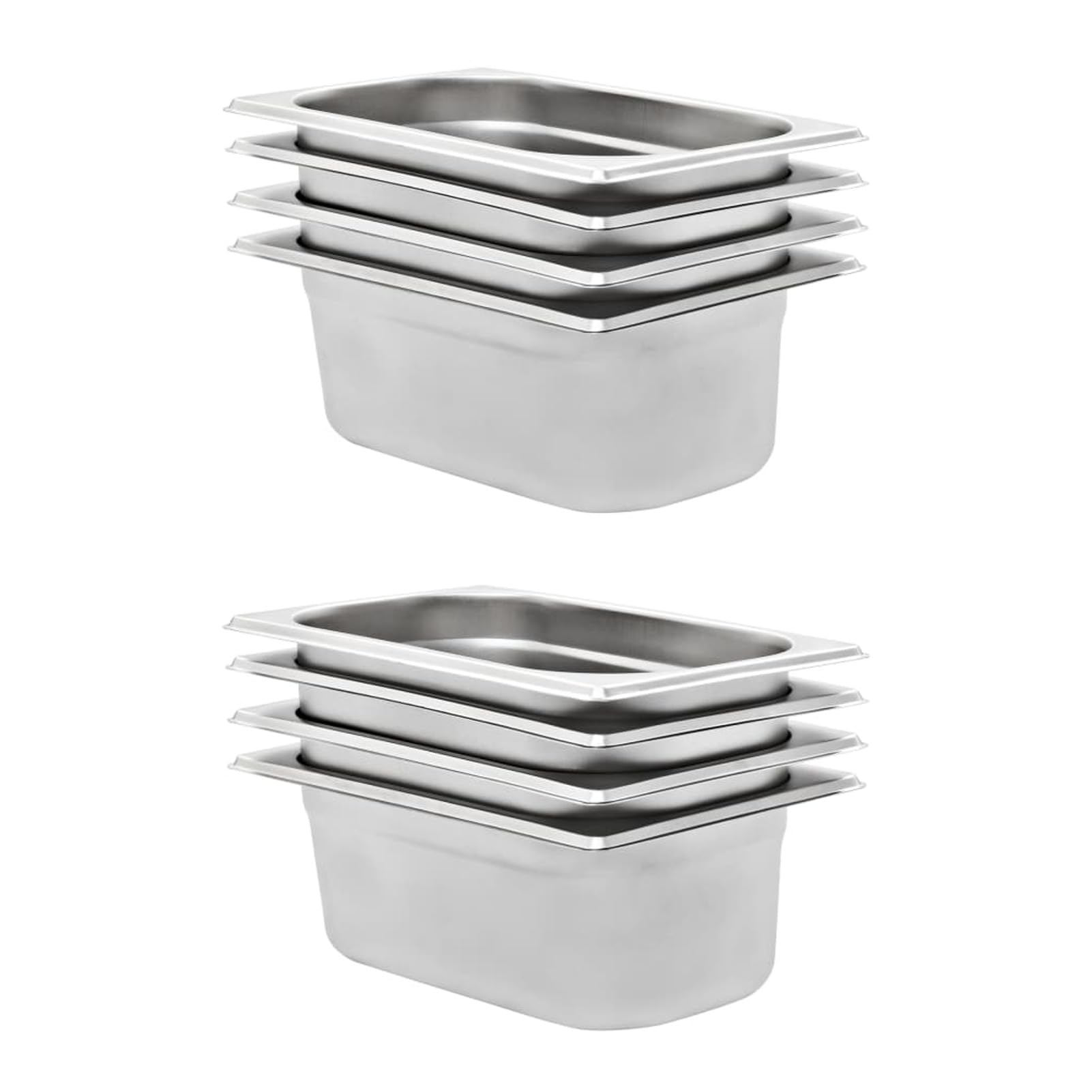 LAPOOH Contenitori Gastronorm 8 pz GN 1/4 100 mm in Acciaio Inox,Accessori Strumenti Cucina,Accessori per scaldavivande a Vapore,Vaschette per scaldavivande a Vapore(SPU:50902)