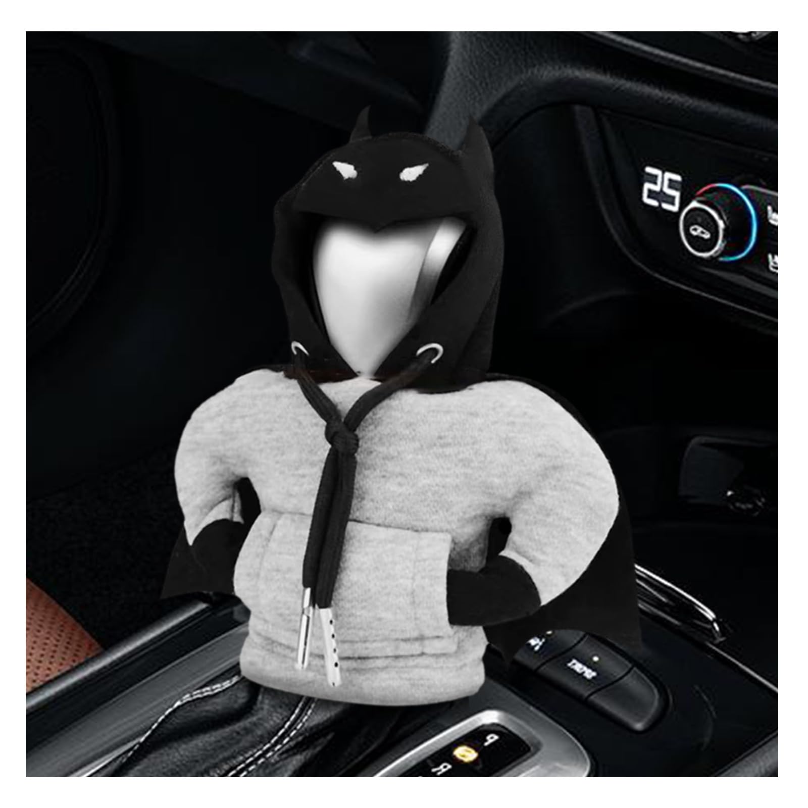 SuperKaKaCar Gear Shift Knob Hoodie Cover - Universal Automotive Cute & Coool Gear Shifter Protector Covers,Comfortable Cars Interior Accessories for Men Women(Black Bat)