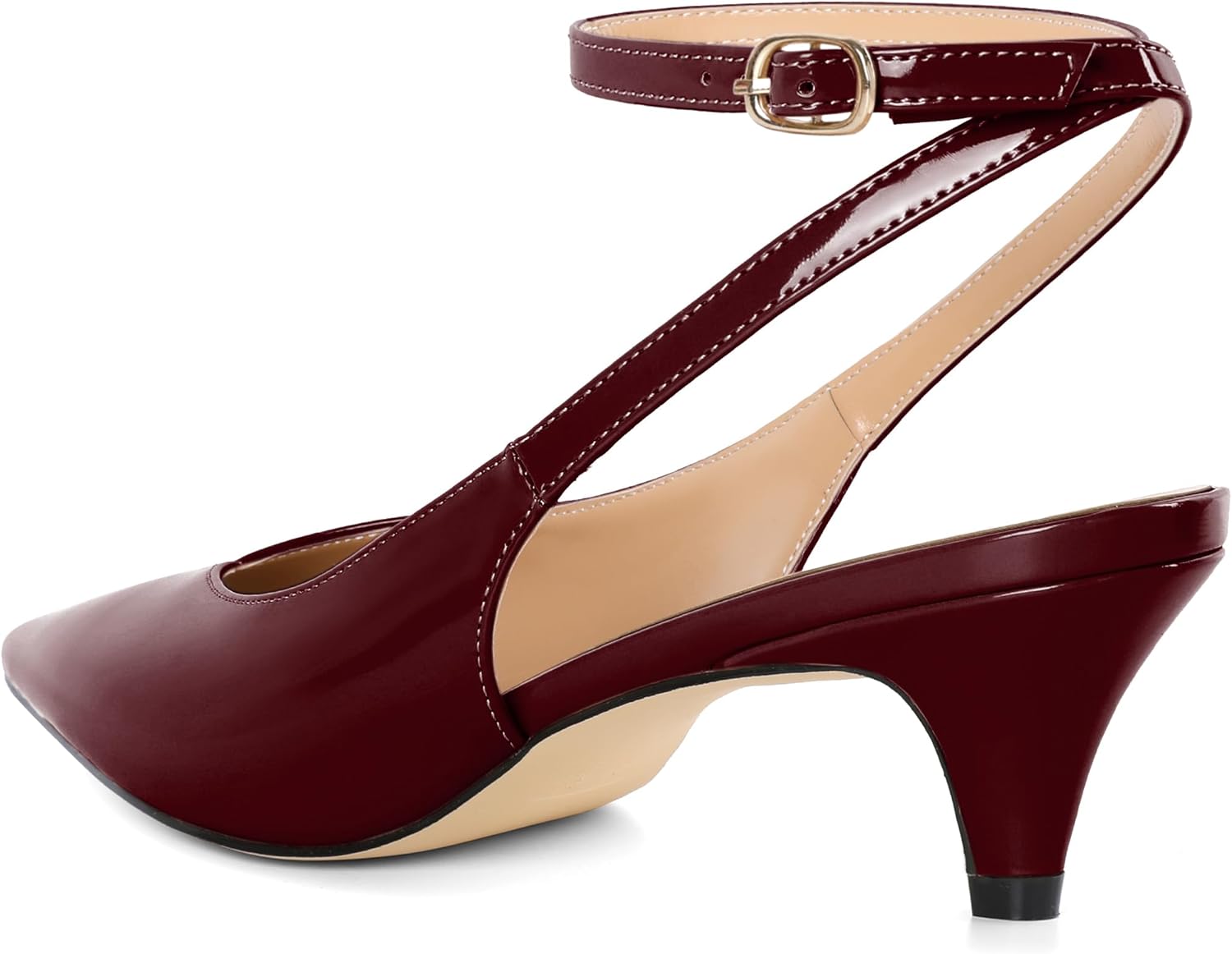 Eldof Women's Kitten Heel Slingback Ankle Straps Heels Closed Pointed Toe Fashion Pumps Wedding Party Prom Dress Shoes 2 Inch