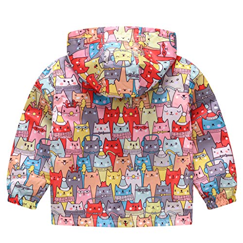 Image of TUIJI Toddler Boys Girls Cartoon Print Zip Jacket Hooded Trench Lightweight Kids Coats Windbreaker Casual Outerwear