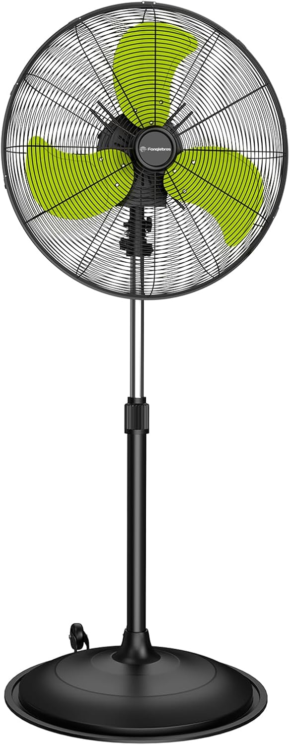 Ventilador oscilante de pedestal de 5000 CFM de 20 pulgadas, ventilador de metal resistente de 3 velocidades, circulador de aire de alta velocidad