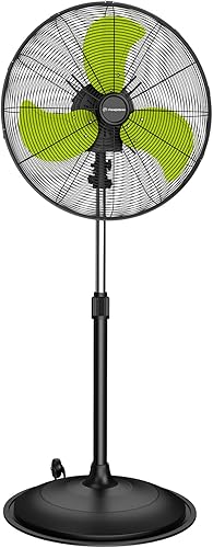 Ventilador oscilante de pedestal de 5000 CFM de 20 pulgadas, ventilador de metal resistente de 3 velocidades, circulador de aire de alta velocidad