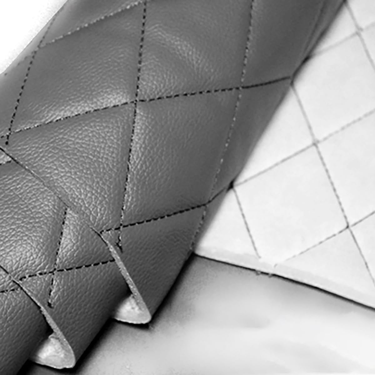 JINDAOSH Quilted Faux Vinyl Fabric 135x100cm PVC Faux Leather Sheets By Meter Foam Backed For Upholstery DIY Crafts Automotive Headliner Sofa Car Seat Cover Decorations(Size:Without Foam,Color:black)