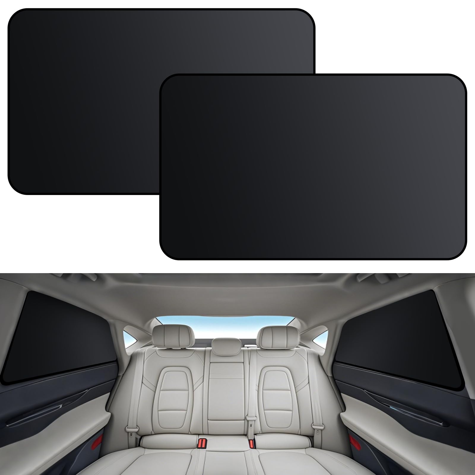 Universal Sonnenschutz Auto Seitenscheibe Magnetischer Schwarz - 2 Stück | Magnetischer, Autofenster Verdunkelung, 100 % lichtundurchlässig, Sichtschutz Auto, Hitzeschutz