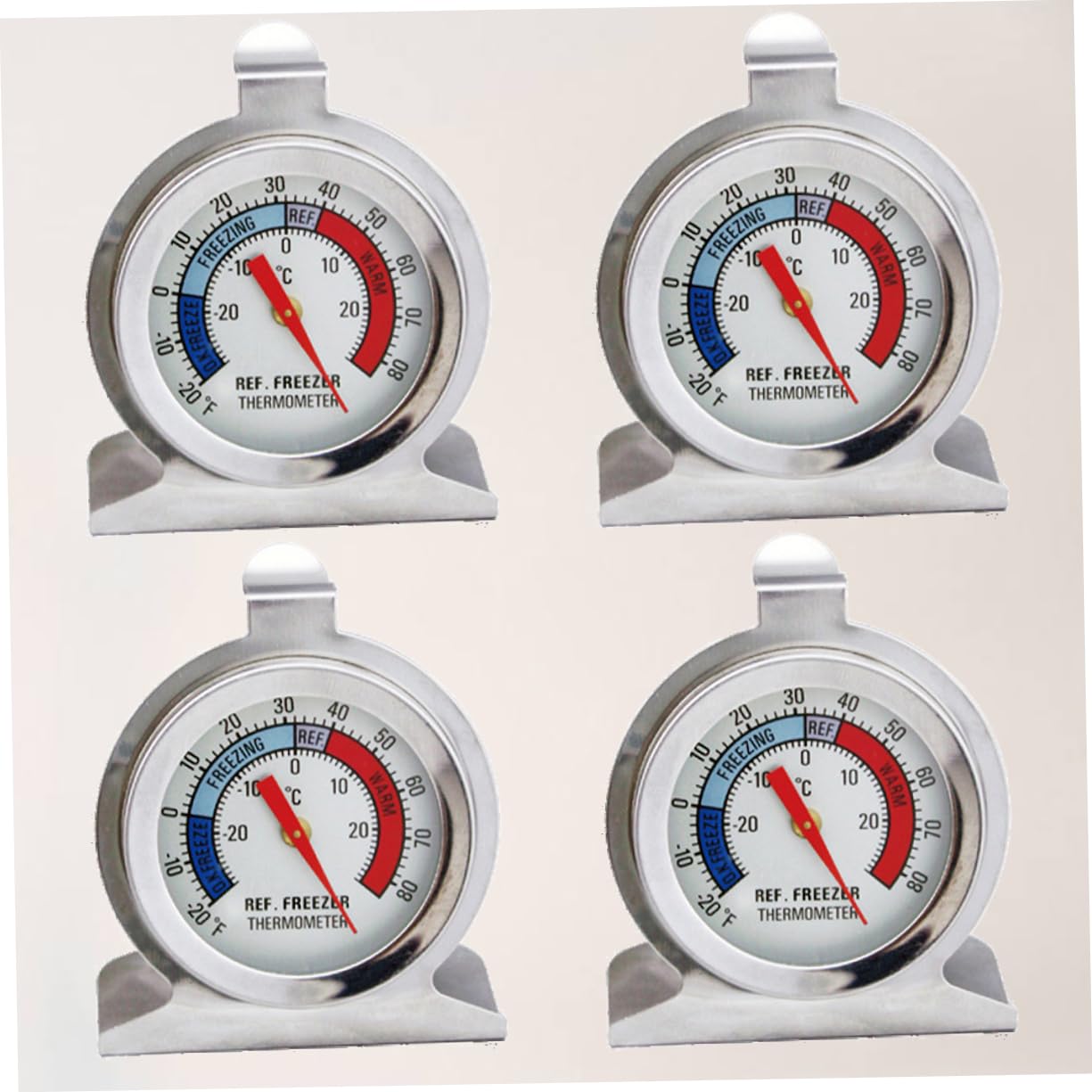 Hemobllo 4 Termometri da Frigo e Congelatore in Acciaio Inossidabile, Lettura della Temperatura in Reale, Facili da Installare, per Casa e Ufficio