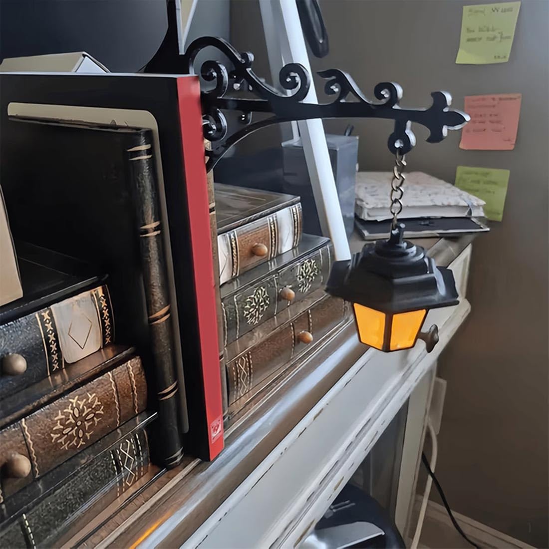 Generico Lanterna per biblioteca, luce notturna in stile retrò, illuminazione decorativa per scaffali, luci sospese fantasy, ornamento per studio, per angolo lettura e casa.(2 pz)