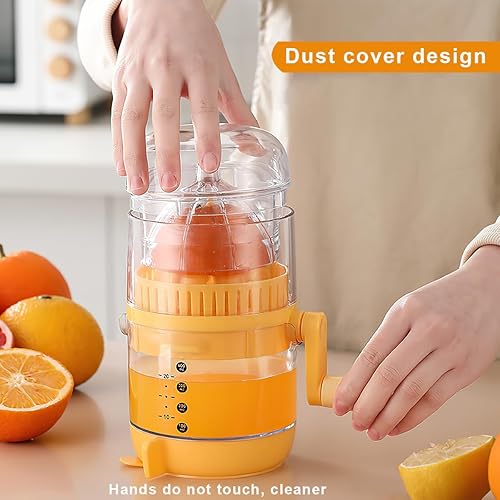 Miniatura 7 de Exprimidor manual de cítricos con taza medidora, prensa manual de plástico transparente para limones, naranjas, pomelo, base giratoria