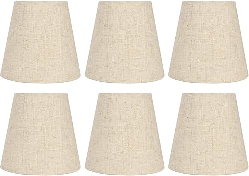 Juego de lámparas de araña, bombilla con clip en bombilla de barril pequeño, pantalla de tambor de tela, mini pantallas de pueblo para lámparas de