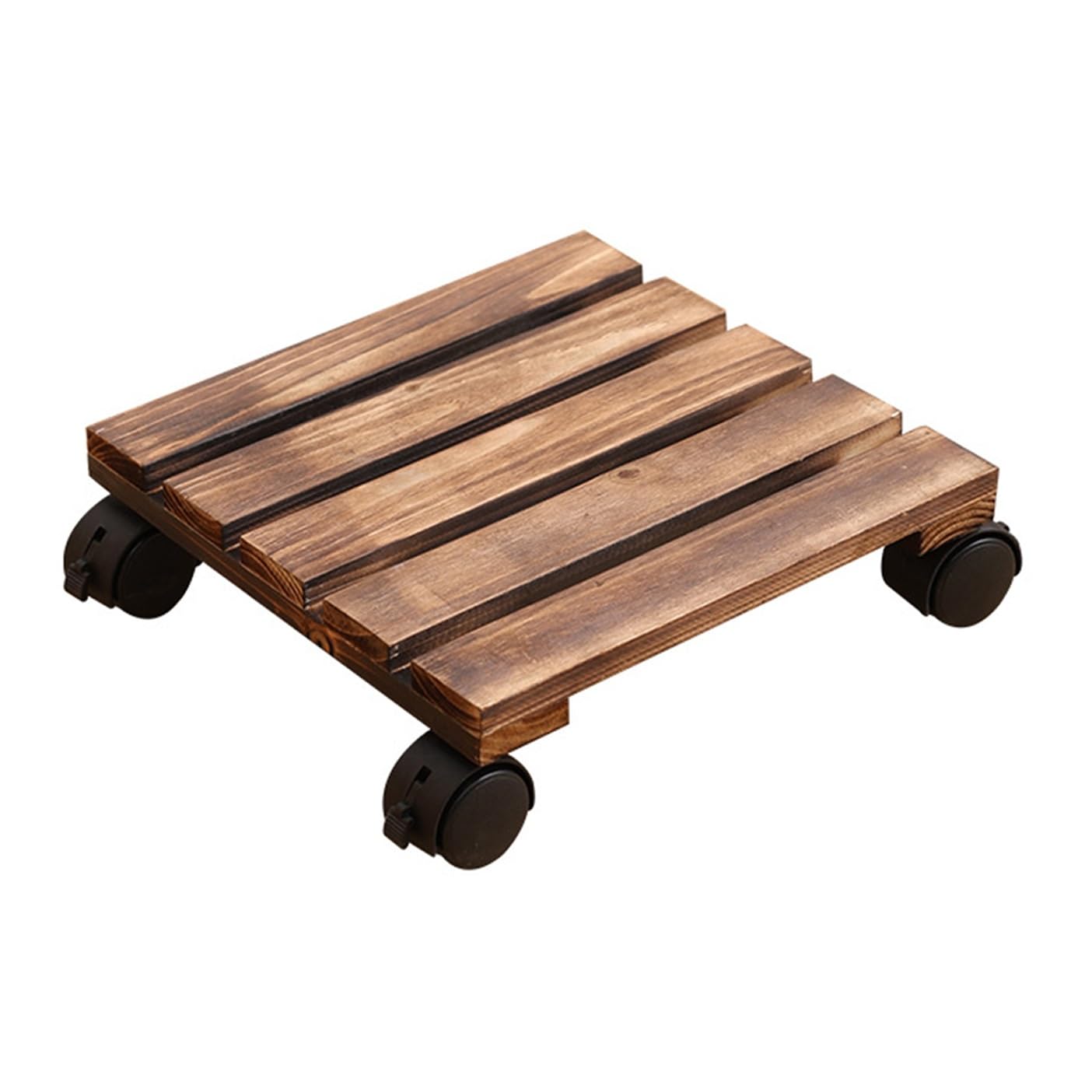 Movable Flower Pot Stand With Casters, Solid Wood Reinforced Planter Dolly