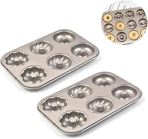 Miniatura 1 de -6 posiciones antiadherentes, huecos, tres juegos de moldes para pasteles, molde para rosquillas, plantilla para tartas, herramientas de acero al