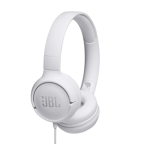 JBL Tune500 - Casque supra-auriculaire avec fil - Léger et pliable - Écouteurs confortables - Avec commande mains libres - Microphone intégré - Blanc