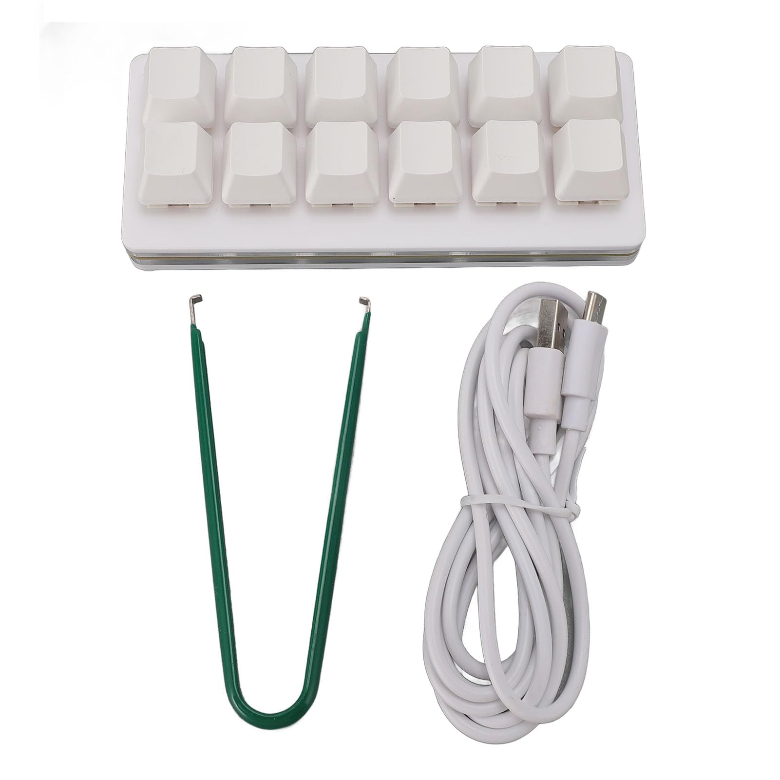 Zunate Mini Tastiera USB a 12 Tasti con Macro Programmabili, Tastiera da Gioco RGB Personalizzata Programmabile Cablata USB Tipo C con una Mano Tastiera da Gioco Meccanica con (WHITE)