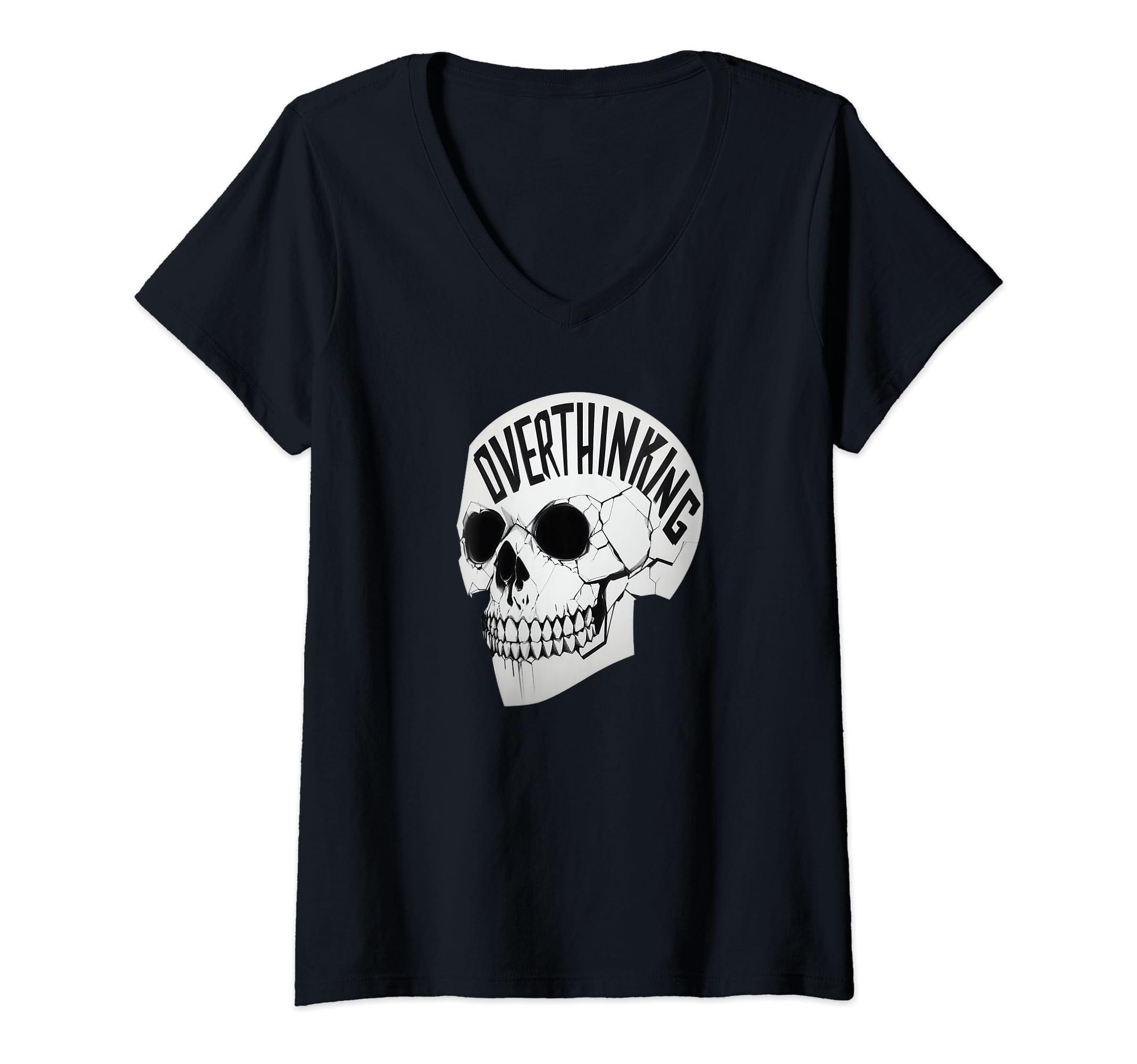 Overthinking Skull V-Neck T-Shirt