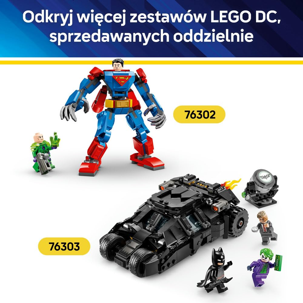 LEGO DC Batman: Batmobil Batman Forever, prezent dla nastolatków, zabawka konstrukcyjna z modelem pojazdu, zestaw kolekcjonerski z minifigurką dla fanów superbohaterów, dla chłopca i dziewczynki 76304
