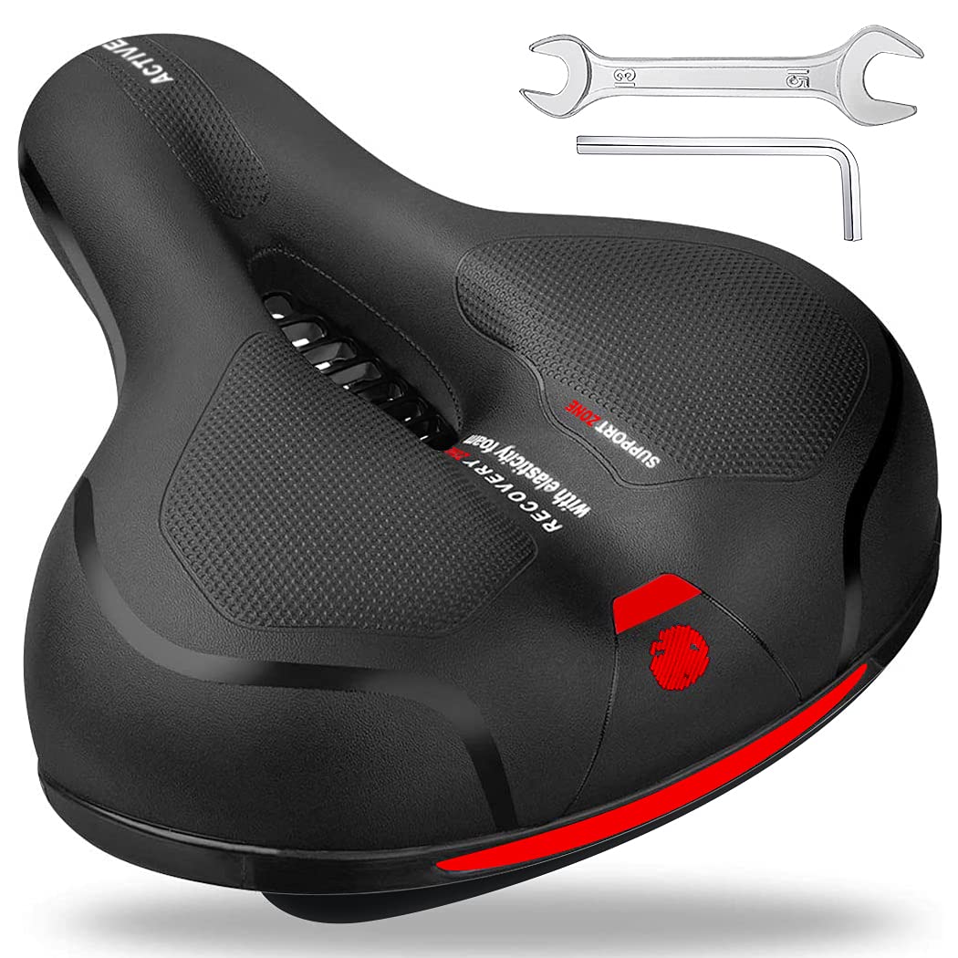 Roryimke Comfortable Bike Seat Replacement Bike Saddle Dual Shock Absorbing Ball Anti-Slip Bicycle Saddle Waterproof Bicycle Seat for Men Women Universal Fit for Exercise Indoor Mountain Road Bikes