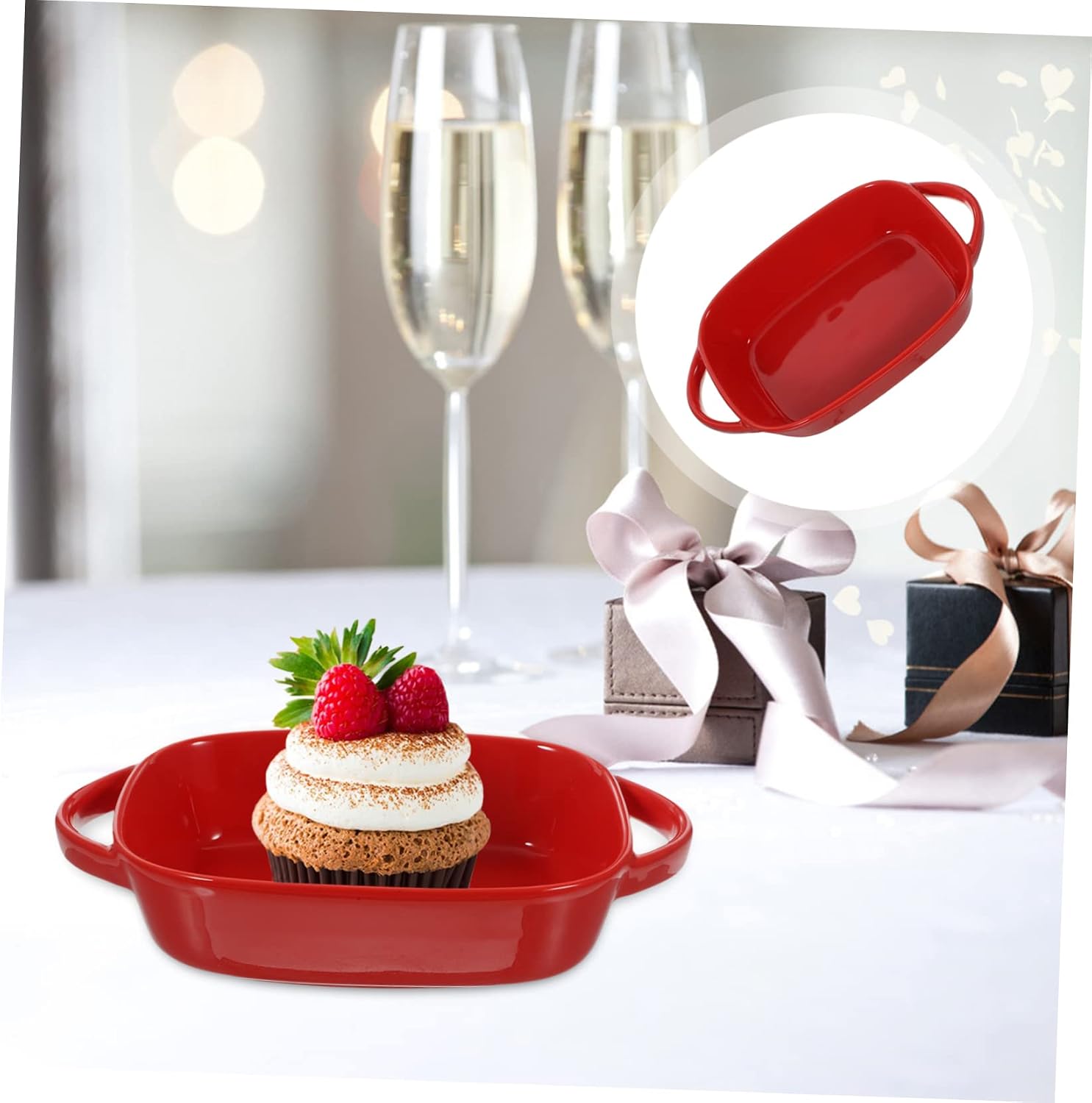 PRETYZOOM Ceramic Baking Tray with Double Handles Oval Oven Dish for Bread Meat and Vegetables Elegant Bakeware for Family Gatherings and Everyday Use
