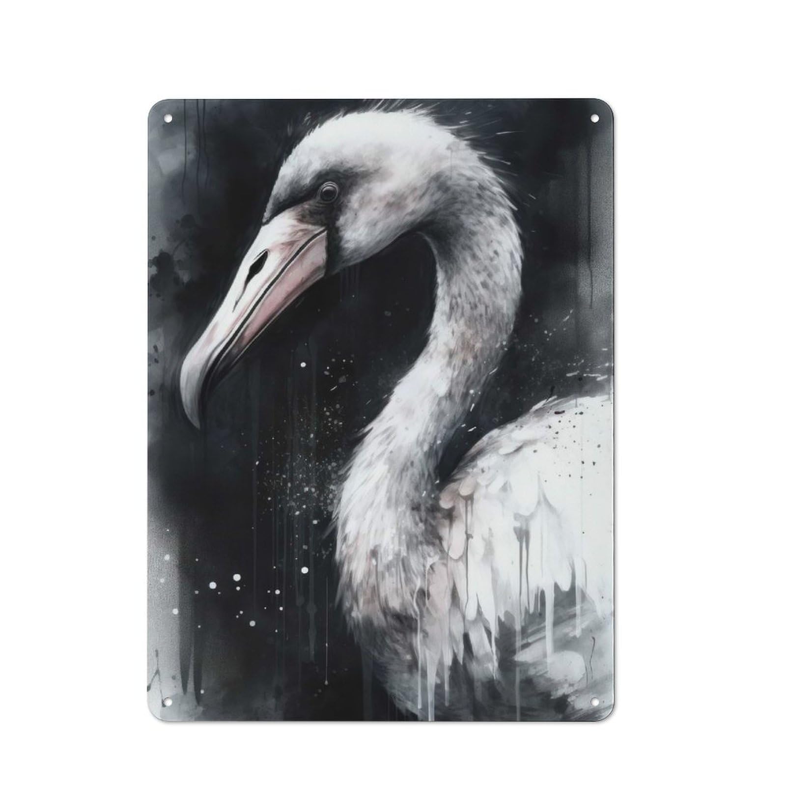 Junmoney Flamingo Beauty Watercolor Tin Wall Plaque 40X30cm With For Hobby Room Or Studio, For Metal Sign Collectors, For Kitchen And Home Bar Decor