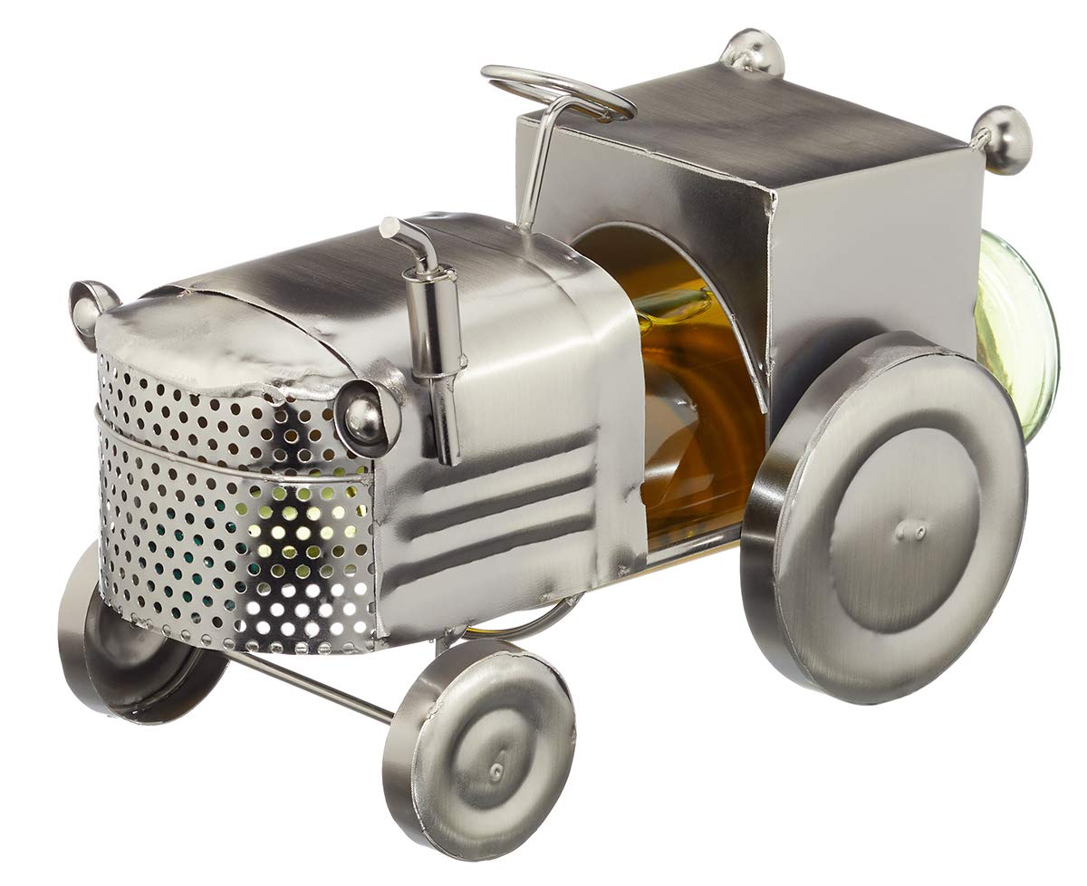 Flaschenhalter Traktor Aus Metall – Weinflaschen-Ständer Mit Hund, Ca. 22,5 Cm Hoch