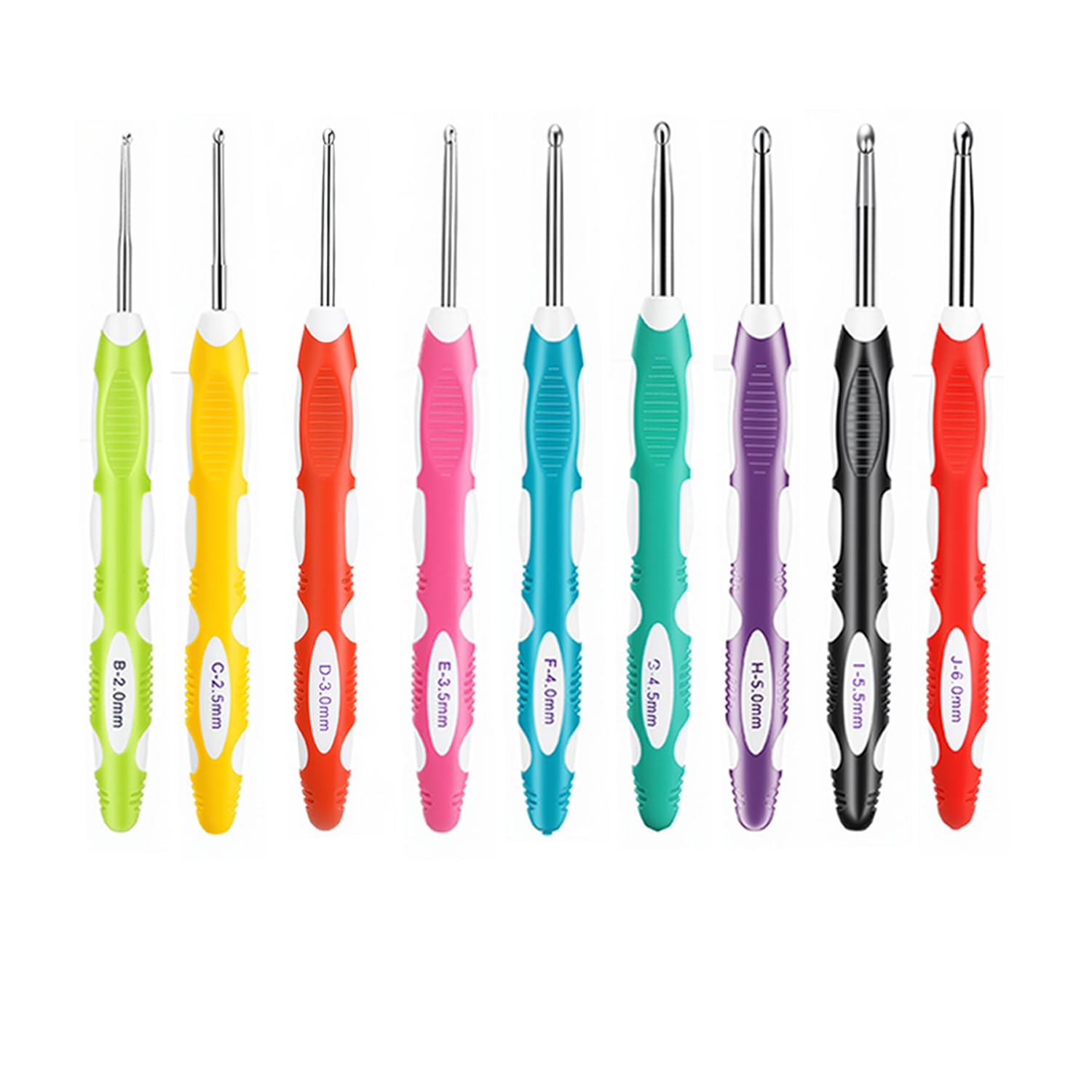 Crochet Hooks Set Crochet Hook Kit Crochet Needles Kits Knitting Accessories Aluminum Knitting Needle Soft Grip Rubber Handle for Beginners Professionals Yarn Craft 2.0mm-6.0mm 9 PCS