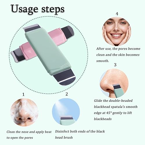 Miniatura 3 de 2 herramientas removedoras de puntos negros de doble cabeza, espátula facial de doble cabeza y limpiador de poros para limpieza facial profunda,