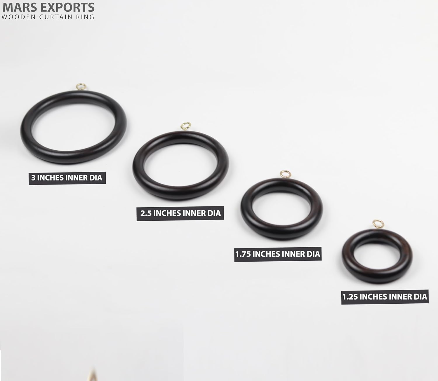 50 Pack Wooden Curtain Ring, Wood Drapery Ring, Drapes Curtain Rod, Shower Curtain Rings, 2.7 Inner Diameter, Fits up to 2 inch, Curtain Rod Ring, Black Curtain Rings,Pinch Pleat Curtain Hooks