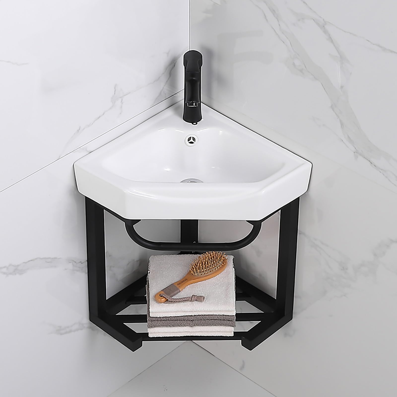 Lavabo Angolare Con Mobile,Lavandini Ad Angolo Piccolo Per Bagno,Lavabo Bagno Angolare Sospeso,Lavabo Bagno Angolare Sospeso In Ceramica Bianca Lucida,Sospeso O Appoggio Montaggio(15in/38cm)