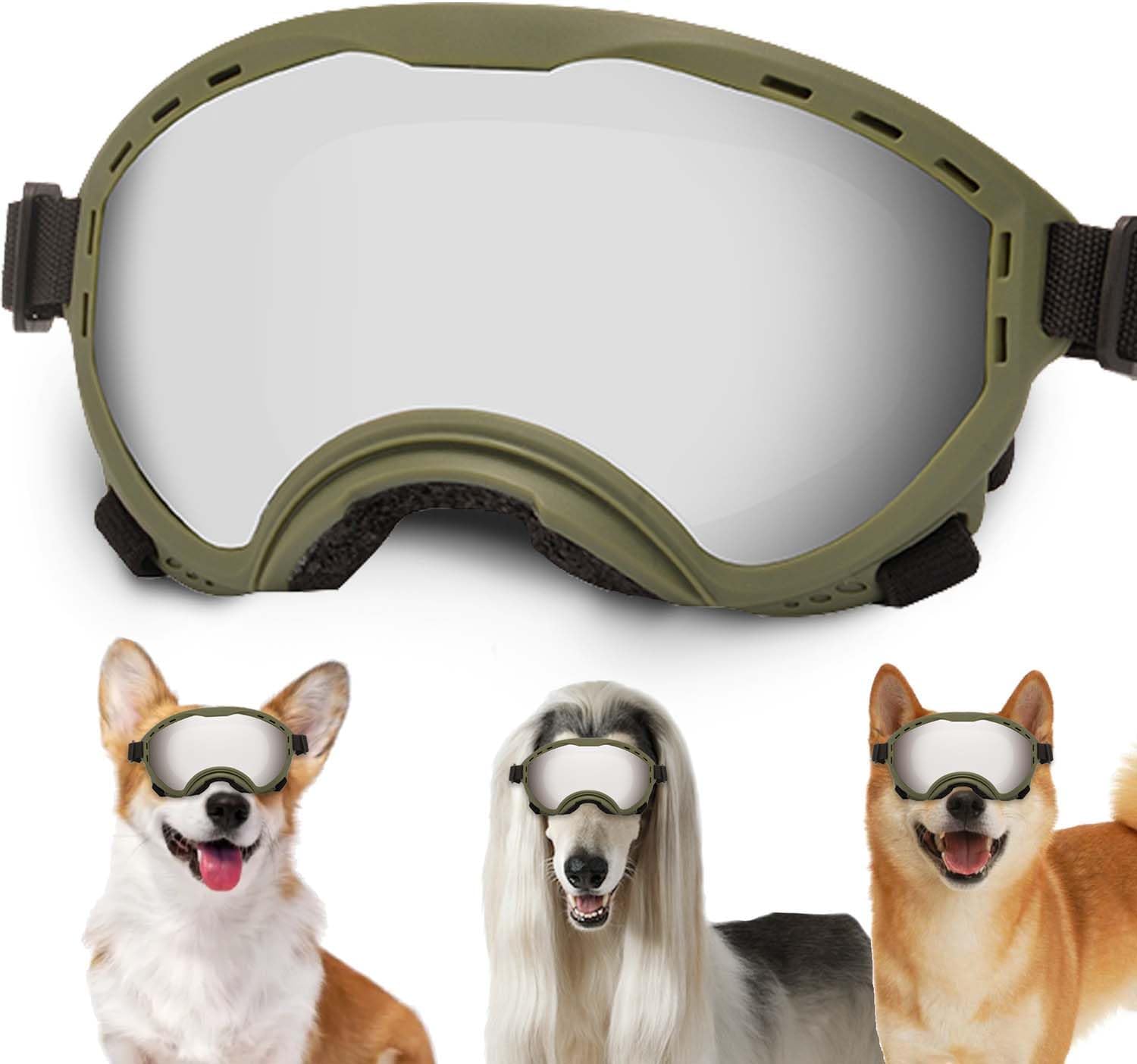 Dog Sunglasses with Adjustable Strap, UV Protection, Winproof Puppy Sunglasses, Suitable for Dogs Eyes Protection,Soft Dogs Goggles